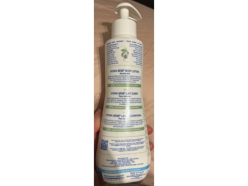 Mustela Hydra Bebe Body Lotion, Avocado, 10.14 fl oz/300 mL