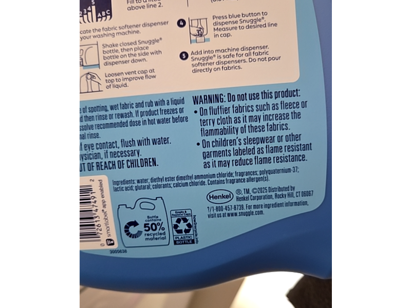 Snuggle +SuperFresh Liquid Fabric Conditioner, Morning Breeze, 132 Loads, 117.9 fl oz/3.48 L