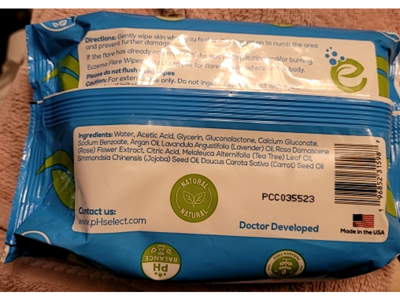 Eczema Flare Wipes All Natural Fast Acting Eczema Relief, 72 Count