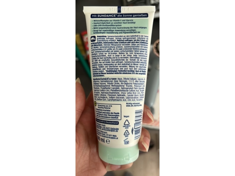 dm Sundance Sensitive Sunscreen, SPF 50, 100 mL