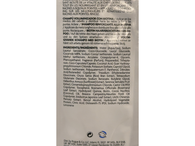R+Co Biotin Thickening Shampoo, Dallas, 0.23 fl oz/7 mL