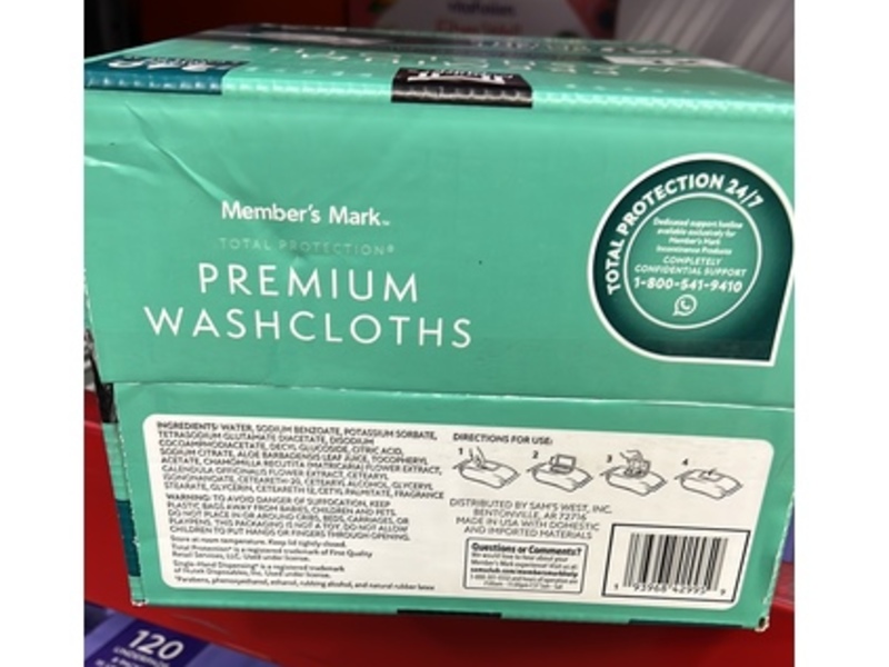 Member's Mark Premium Washcloths Wipes, 240 Count, Pack Of 5