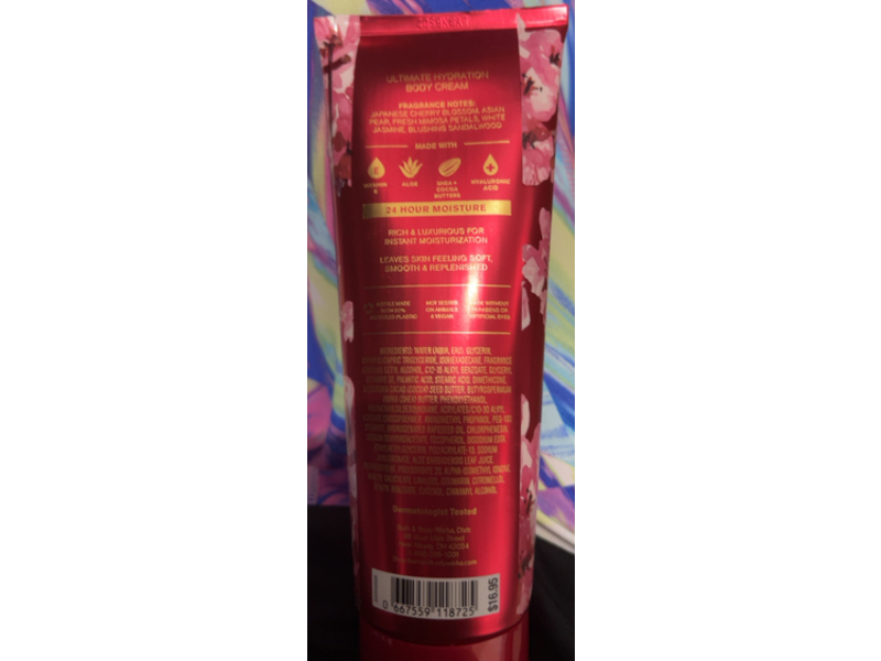 Bath & Body Works Japanese Cherry Blossom Body Cream, Shea Butter+ Hyaluronic Acid, 8 oz/225 g