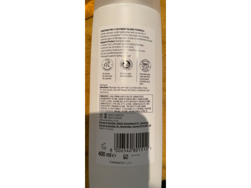 Pantene Repair & Protect Keratin Reconstruct Shampoo, Active Pro-V, 400 mL