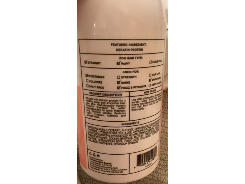 Herbalosophy Smooth Conditioner, Keratin, 16.9 fl oz/500 mL