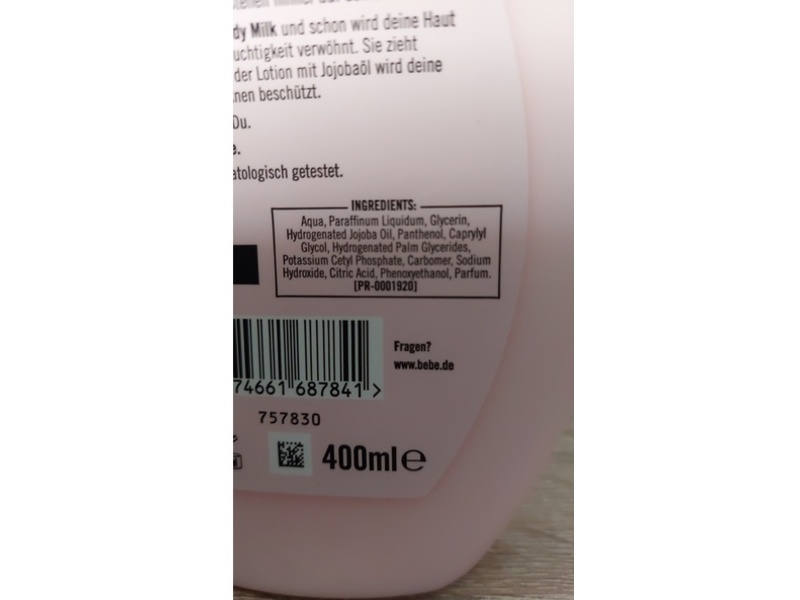 Bebe Soft Body Milk, Jojoba Oil & Panthenol, 400 mL