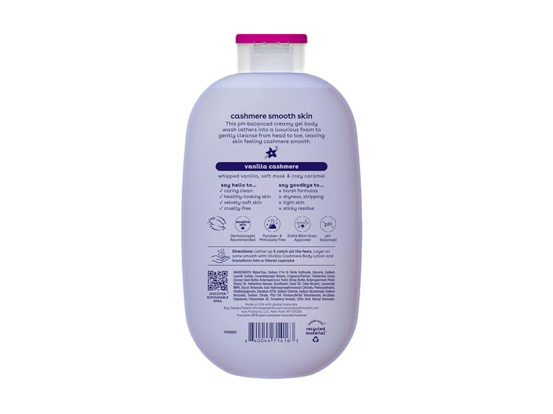 EOS Shea Better Cashmere Body Wash, Vanilla Cashmere, 16 fl oz/473 mL