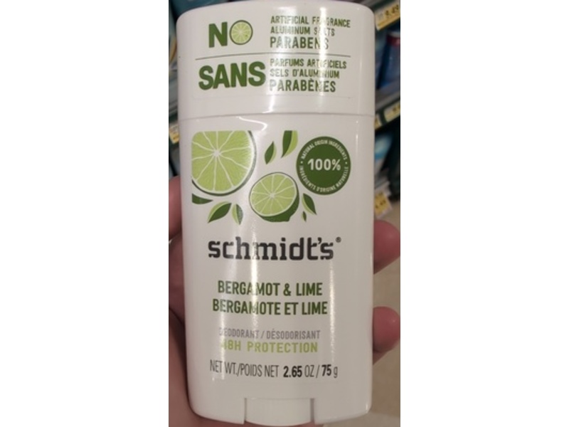 Schmidt's 48h Protection Deodorant, Bergamot & Lime, 2.65 oz/75 g