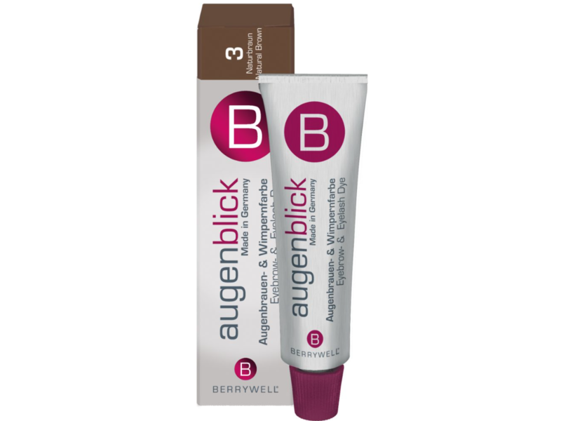 Berrywell Augenblick Eyebrow & Eyelash Dye, 3 Natural Brown, 0.51 fl oz/15 mL