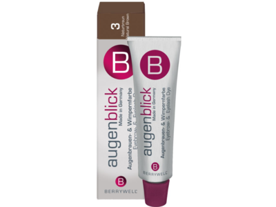 Berrywell Augenblick Eyebrow & Eyelash Dye, 3 Natural Brown, 0.51 fl oz/15 mL