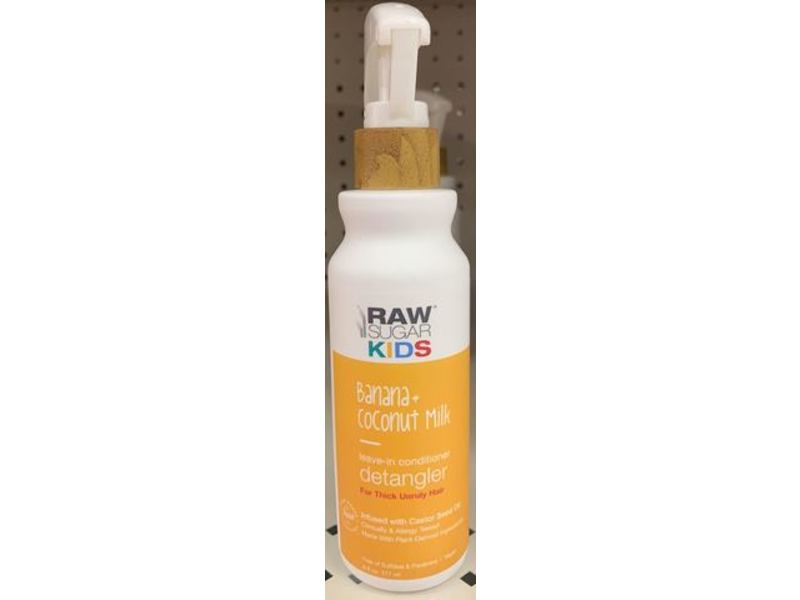 Raw Sugar Kids Leave in Conditioner Detangler, Banana + Coconut Milk, 6 fl oz/ 177 mL