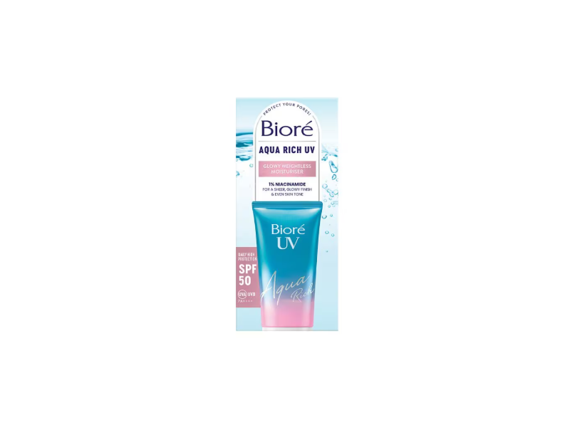 Biore Aqua Rich UV Glowy Weightless Moisturiser, SPF 50 PA++++, 50 mL