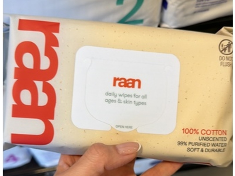 Raan Daily Baby Wipes, Unscented, 60 Count