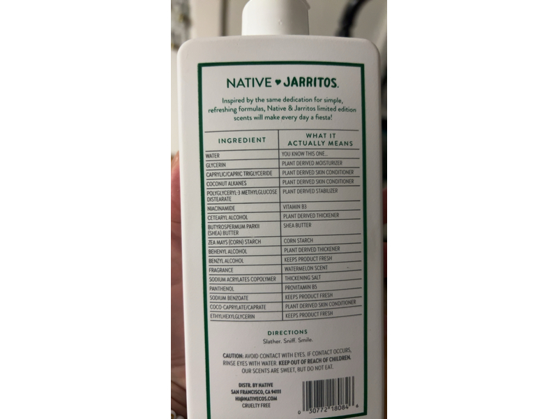 Native Jarritos Moisturizing Lotion, Watermelon, 16.5 fl oz/487 mL