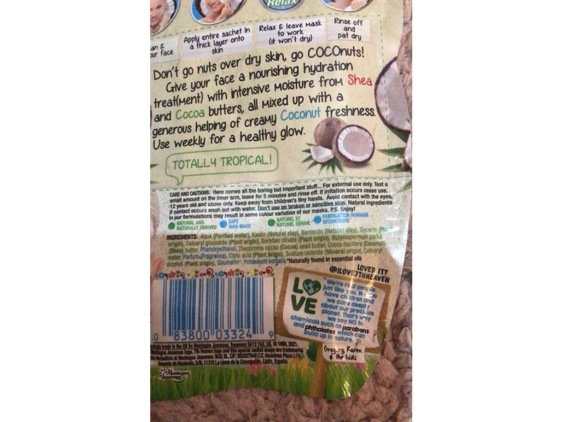 7th Heaven Deep Moisture Boost Hydrating Mask, Cream Coconut, 0.5 fl oz/15 mL