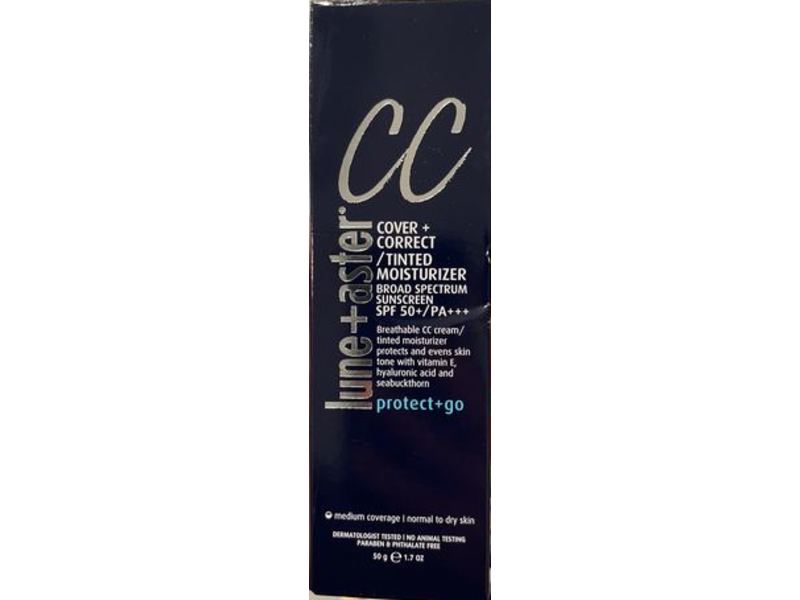 Lune+Aster CC Tinted Moisturizer, Protect + Go, SPF 50+, Medium Coverage, Normal To Dry Skin, 1.7 oz/50 g