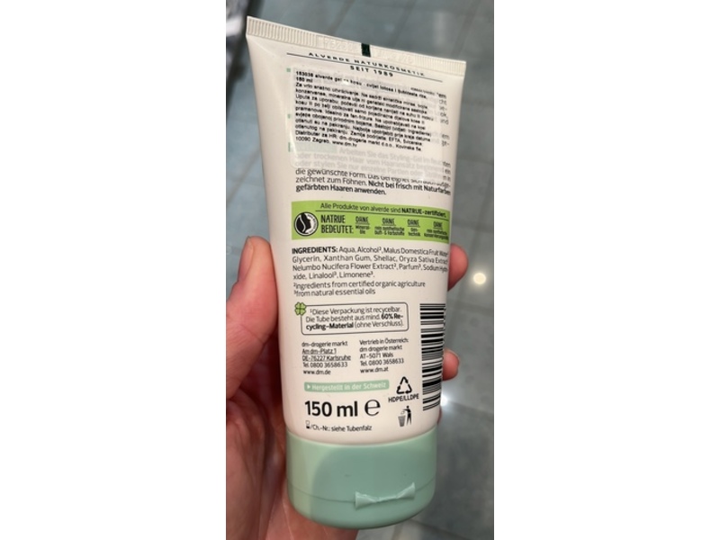 Dm Alverde Styling Gel, 150 mL
