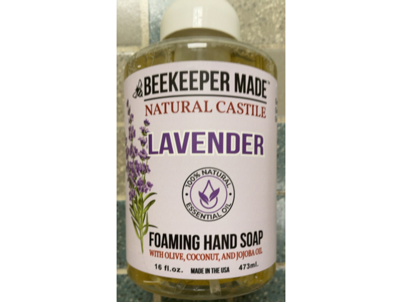 Beekeeper Made Natural Castile Foaming Hand Soap, Lavender, 16 fl oz/473 mL