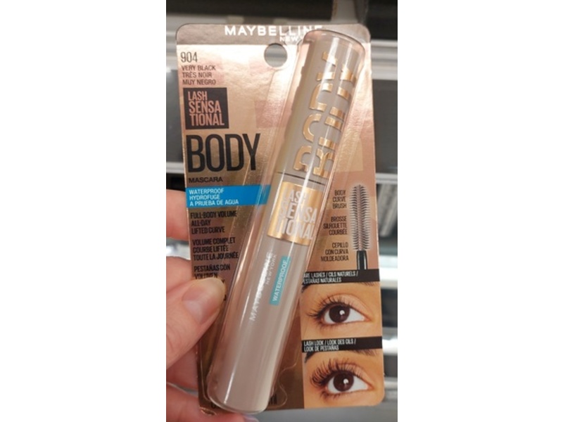 Maybelline New York Lash Sensational Body Waterproof Mascara, 904 Very Black, 0.24 fl oz/7.75 mL