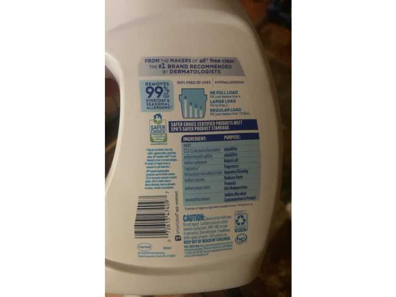 All Sensitive Fresh Detergent, Spring Breeze, 24 Loads, 36 fl oz/1.06 L