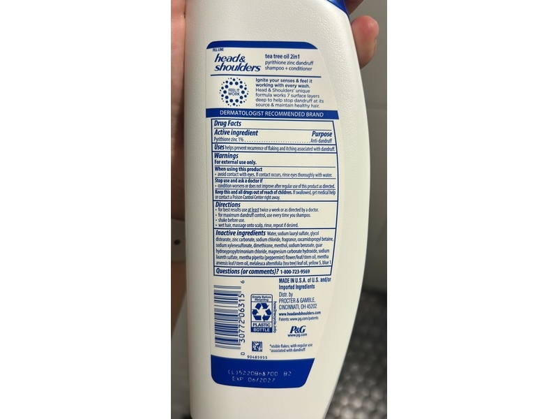 Head & Shoulders 2 In 1 Shampoo + Conditioner, Tea Tree oil, 12.5 fl oz/370 mL