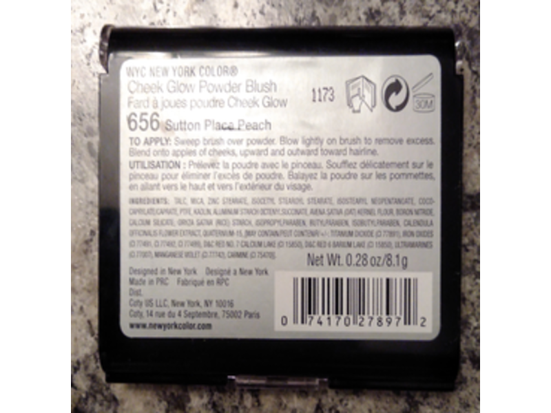 NYC New York Color Cheek Glow, 656 Sutton Place Peach, 0.28 oz/8.1 g