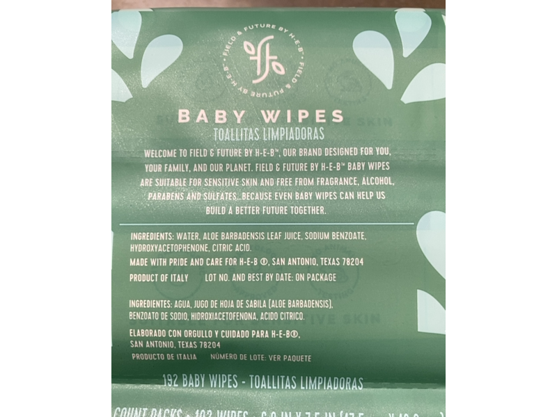 Field & Future Baby Wipes, 192 Count, Pack Of 3