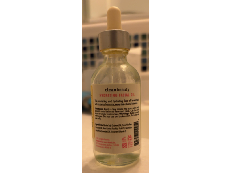 Clean Beauty Hydrating Facial Oil, Coconut Rose, 1.89 fl oz/54 mL