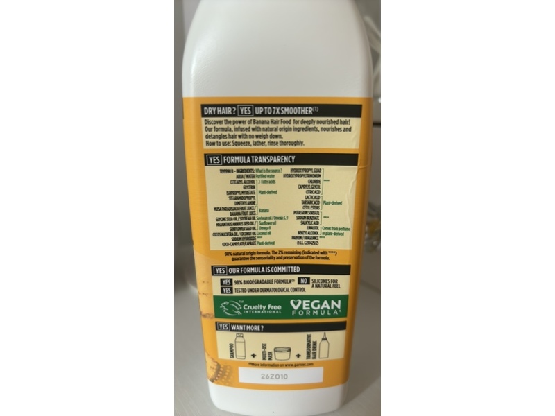 Garnier Ultimate Blends Nourishing Conditioner, Banana Hair Food, 350 mL