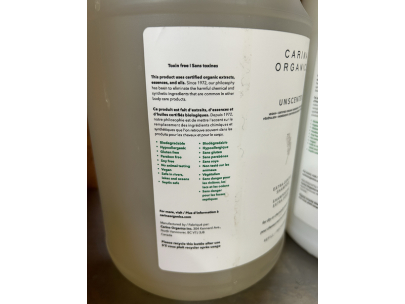 Carina Organics Extra Gentle Shampoo, Unscented, 135 fl oz/4 L