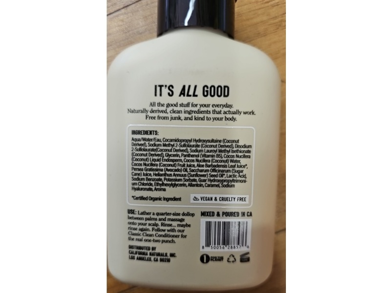 California Naturals Classic Clean Shampoo, Toasted Coconut, 3.4 fl oz/100 mL