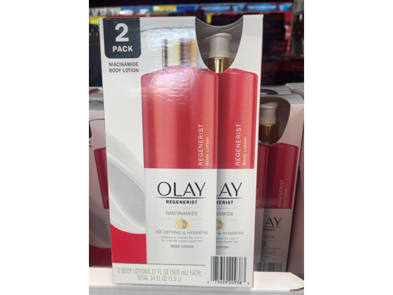 Olay Regenerist Body Lotion, Niacinamide, 34 fl oz/1.0 L, Pack Of 2