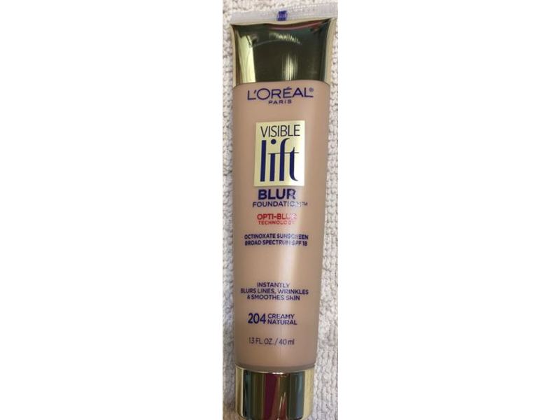 L'Oreal Paris Visible Lift Blur Foundation, SPF 18, 204 Creamy Natural, 1.3 fl oz/40 mL