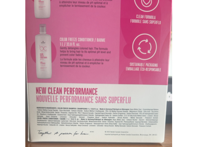 Schwarzkopf BC Clean Color Freeze Shampoo + Conditioner Duo, 33.8 fl oz/1 L