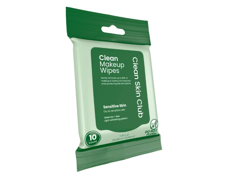 Clean Skin Club Clean Makeup Wipes, Green Tea + Aloe, 10 Count