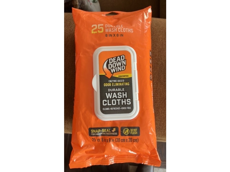 Dead Down Wind Enzyme Based Odor Eliminating Durable Wash Cloth, Unscented, 25 Count