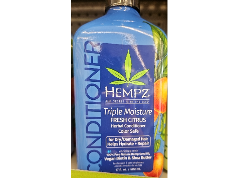 Hempz Triple Moisture Herbal Conditioner, Fresh Citrus, 17 fl oz/500 mL