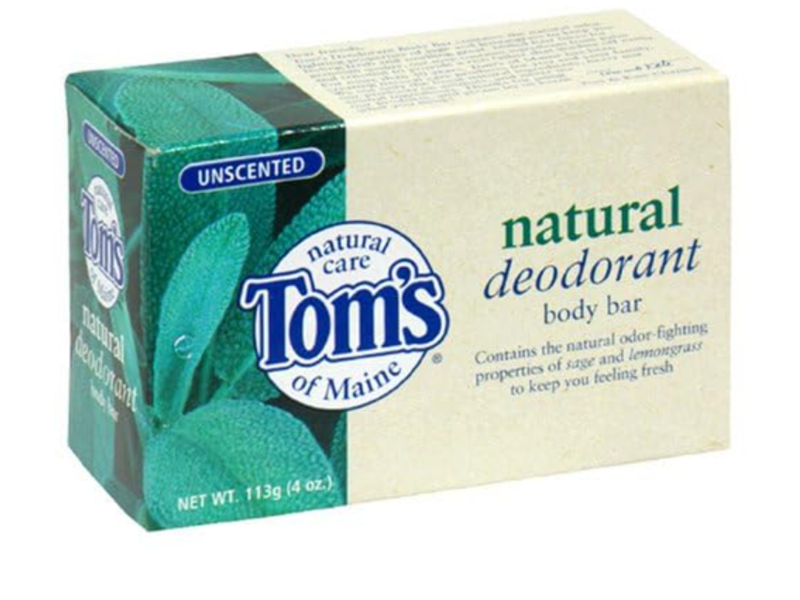 Tom's Of Maine Natural Deodorant Body Bar, Unscented, 4 oz/113 g