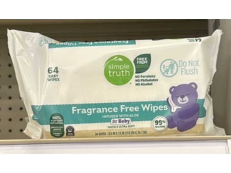 Simple Truth Fragrance Free Baby Wipes, 64 Count