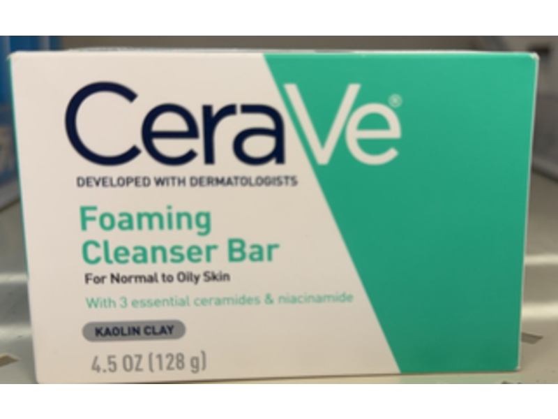 CeraVe Foaming Cleanser Bar, Normal to Oily Skin, 4.5 oz/128 g