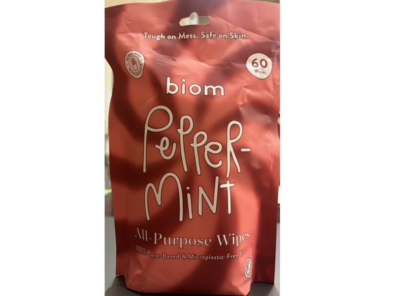 Biom All-Purpose Wipes, Pepper Mint, 60 Count
