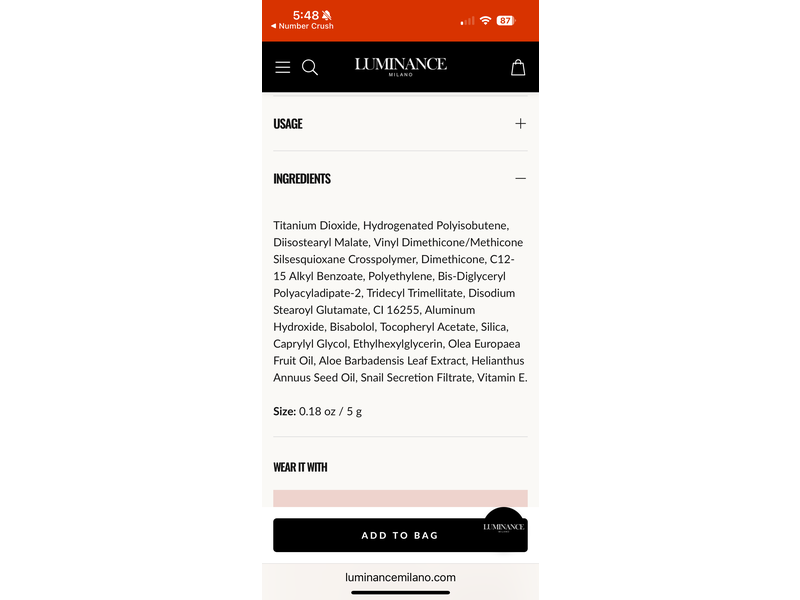 Luminance Milano Under Eye Concealer, Pink, 0.18 oz/5 g