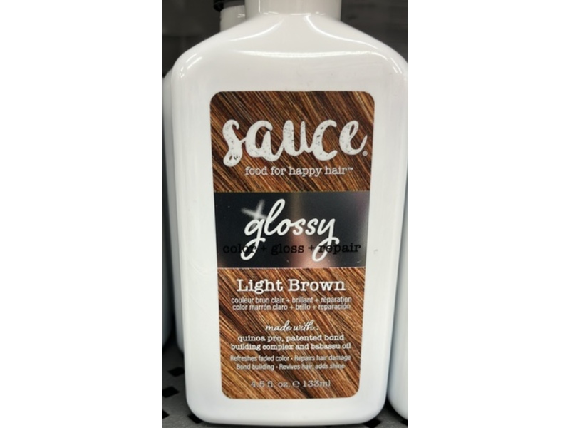 Sauce Beauty Glossy Color + Gloss + Repair, Light Brown, 4.5 fl oz/133 mL