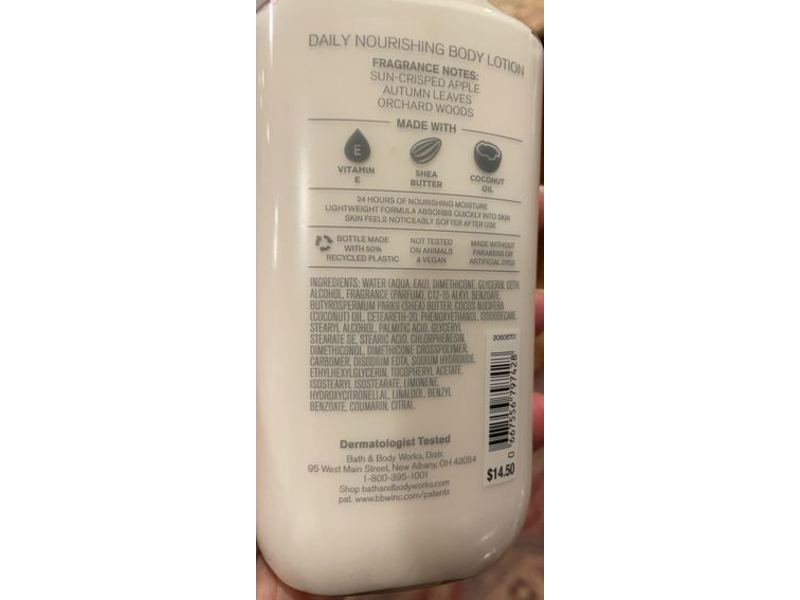 Bath & Body Works Daily Nourishing Body Lotion, Sweater Weather, 8 fl oz/236 mL