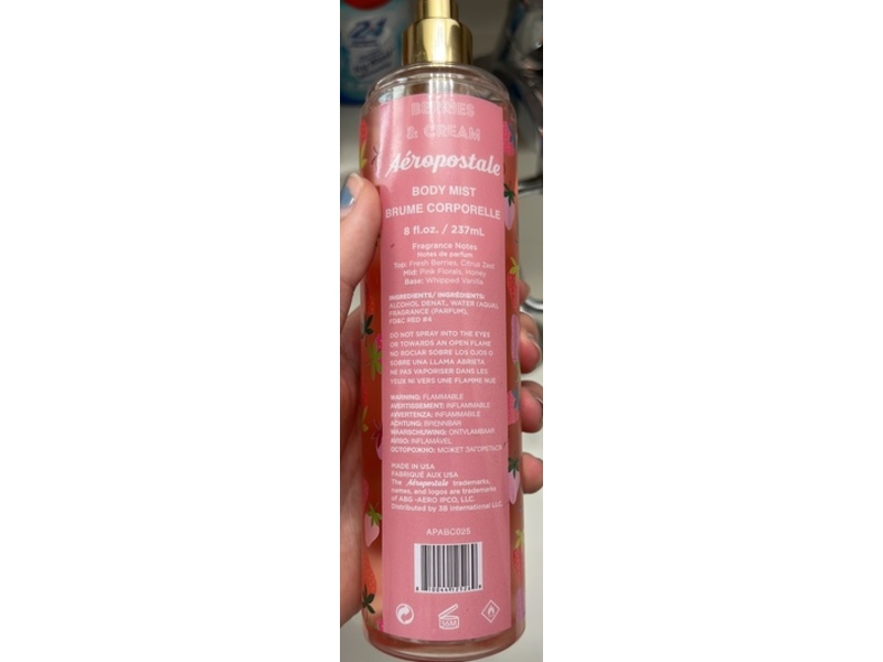 Aeropostale Body Mist, Berries & Cream, 8 fl oz/237 mL