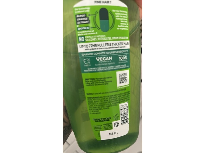 Garnier Fructis Grow Strong Thickening Shampoo, Biotin-C, 33.8 fl oz/1 L
