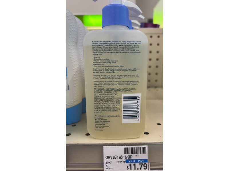 CeraVe Baby Wash & Shampoo, Ceramides & Vitamin E, 8 fl oz/237 mL