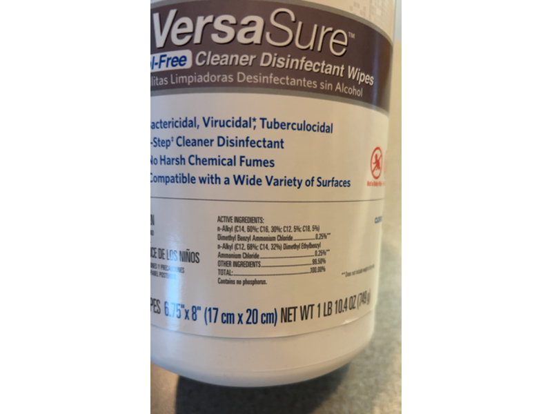 Clorox Health Care Versa Sure Clear Disinfectant Wipes, Alcohol Free, 10.4 oz/749 g, 85 Count