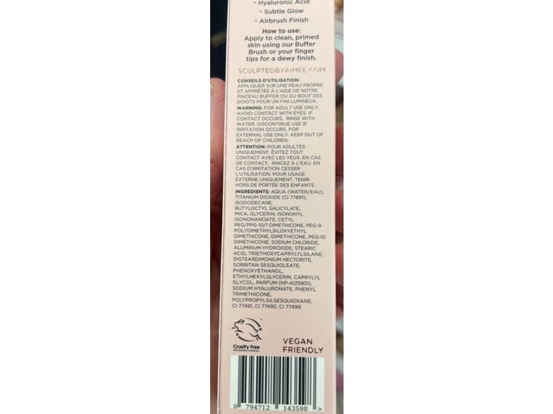 Sculpted By Aimee Second Skin Dewy Finish Foundation, SPF 50, 2.75, 1.08 fl oz/32 mL