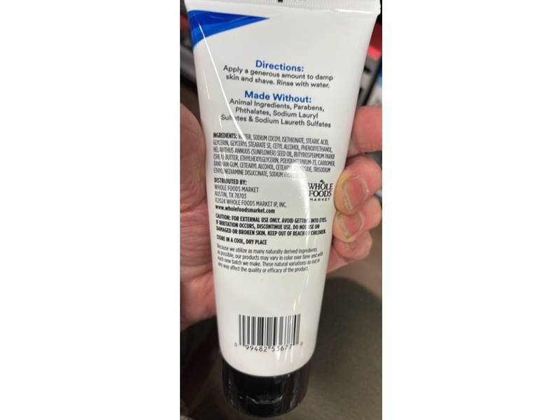 365 Whole Foods Market Shave Cream, Shea Butter, 6 fl oz/177 mL